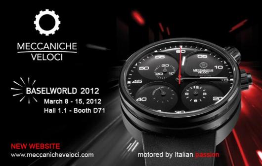 Invitation to the Meccaniche Veloci Exhibit, March 8-15, 2012 at Baselworld 2012, Hall 1.1, Booth D-71